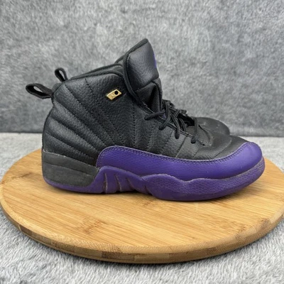Air Jordan 12 GS Zapatos Niños Talla 3Y Negro Púrpura Playoff Kobe Lakers 151186-057 Foto 1 de 4