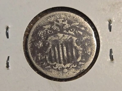 1867 NO RAYS United States Shield 5C Nickel Environmental Damage - Image 1 of 2