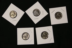 5 Uncirculated Jefferson Nickels from Mint Sets, 1968-1976, P and D - Picture 1 of 2