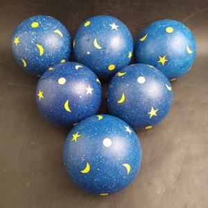 Six Moon & Stars Decorative Balls, 3" Diameter With Cast-In Blue Chips - Picture 1 of 6