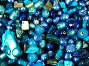 Cuentas de vidrio/cáscara/madre perla/perlas de agua dulce 50 g mezcla de azules - Imagen 1 de 2