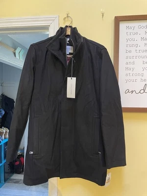 Cole Haan Men's Size Small Stand Collared Wool-Blend Car Coat Black - NWT NEW - Image 1 of 4