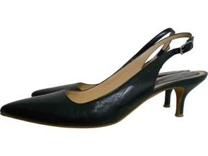 Atelier Mercadal Slingback Leather Heels Black Size 38 Pointed Toe - Picture 1 of 6