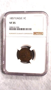 RARE 1857 FLYING EAGLE CENT NGC VF35 1C Penny Coin BUY IT NOW! - Picture 1 of 4