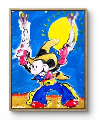 Arte Original Vaquero Mickey 14x11 Arte Pop Contemporáneo Pintura Acrílica Firmada Foto 1 de 4