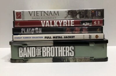 WAR MILITARY MOVIE DVD LOT OF (5) BAND OF BROTHERS PLATOON FULL METAL JACKET Foto 1 de 4