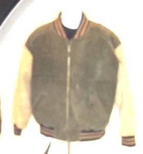 preowned,BASIC EDITIONS, LARGE, VARSITY JACKET, 100% LEATHER, ZIP FRONT, - Picture 1 of 8