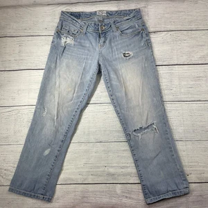 Aeropostale Wash Distressed Light Blue Denim Jeans Bayla Skinny Capri 5/6 - Bild 1 von 12