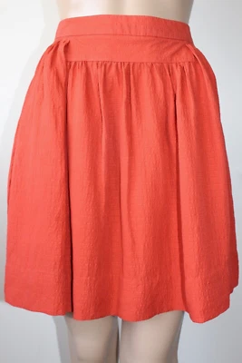 Balenciaga. Шелковая расклешенная короткая мини-юбка с карманами 100% шелковый кирпич красный размер 34 - Изображение 1 из 4