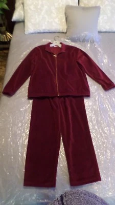 2766M NORSPORT Nordstrom Vino Terciopelo Traje de Pista Mujer MED Top PEQUEÑO Pantalón Nuevo sin Etiquetas Foto 1 de 4