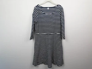 Old Navy Womens Dress Large Striped Black White A Line 3/4 Sleeve Stretch NEW - Picture 1 of 8