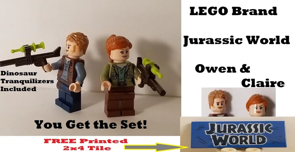 LEGO Jurassic World Figura Personajes OWEN & CLAIRE Niño Niña Set DINOSAURIO Guardián Foto 1 de 1