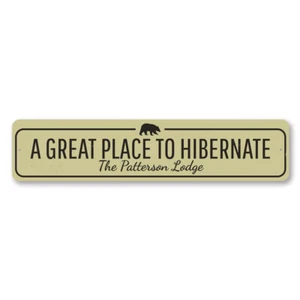 Great Place To Hibernate Sign, Personalized Family Name Metal Decor Sign - Picture 1 of 4