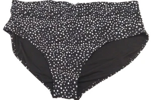 TIME AND TRU SWIM BOTTOMS HIGH WAIST TUMMY CONTROL 3X BLACK W/ WHITE DOTS 5L38 - Picture 1 of 9