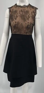 Valentino Sleeveless Lined Floral Lace Top and Black Bottom A-Line Dress sz 8 - Picture 1 of 5