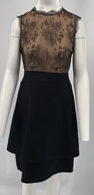 Valentino Sleeveless Lined Floral Lace Top and Black Bottom A-Line Dress sz 8 - Image 1 of 4