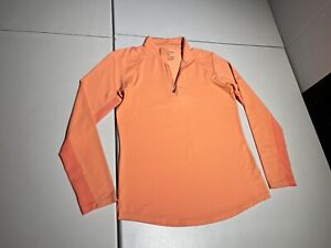San Soleil Shirt Women's Large Orange Solid Golf Print 1/4 Zip Pullover UPF 50