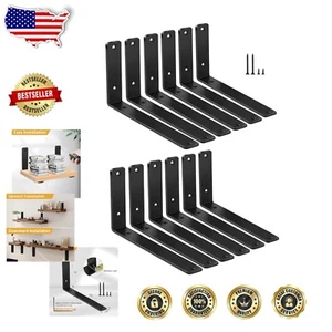 Elegantes soportes de estante negros mate - Paquete de 12 10''x6"" para hogar y oficina - Imagen 1 de 11