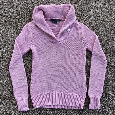 复古 Ralph Lauren 披肩领毛衣女式 XS 码意大利纱粗针织 — 第 1/4 张图片