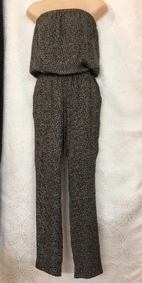 Haute Hippie Jumpsuit Strapless Black Writing Print Silk Size XS Nwt $525 - Image 1 of 4