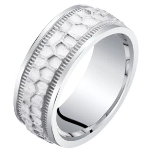 Anillo de boda para hombre con patrón de plata esterlina banda ajuste cómodo tallas 8 a 14 - Imagen 1 de 2
