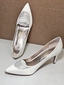 Nuevo A. PAPELL Mujer Talla 7.5 BLANCO Bomba con Suelas de Cuero Tacón Sandalia Zapatos - Imagen 1 de 8