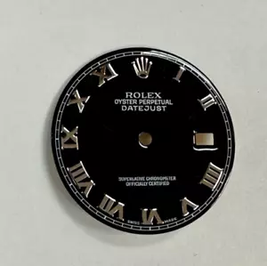 Original Schweizer Fabrik Rolex Datejust schwarz glänzend römische Ziffern 28 mm Zifferblatt - Bild 1 von 11