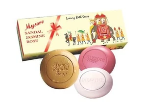 Mysore Sandal, Jasmine And Rose Soap, 450g (Pack Of 3) - Picture 1 of 5