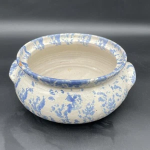 Bybee Pottery Blue Sponge Double Handle Crock Kentucky Art - Picture 1 of 10