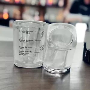 Espresso Shot Glasses Measuring Cup Liquid Heavy Glass Baristas 2oz Lot Of 2 - Picture 1 of 4