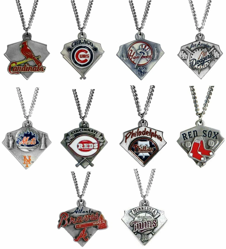 MLB Necklace NEW Official 24" Solid Pewter Charm Team colors Unisex CHOOSE TEAM - Image 1 of 1