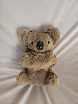 VINTAGE KOALA BEAR REAL FUR GLASS EYES LEATHER NOSE ♡ 9.5" TALL X 7"  SO SOFT  - Image 1 of 4