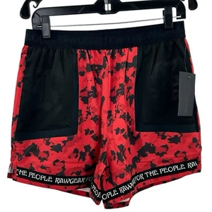 Pantaloncini da palestra leggeri Raw Gear For The People piccoli rossi e neri nuovi con etichetta uomo - Foto 1 di 11