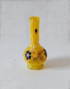 Art Nouveau FRANZ WELZ style Yellow White Splatter Glass Vase - Picture 1 of 8