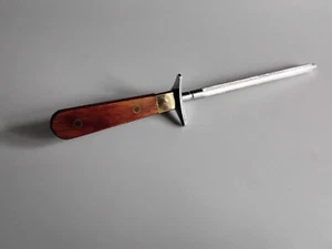 Vintage Koch Messerschärfer Wetzstahl Teak Messing Griffe Made in Japan - Bild 1 von 18
