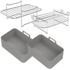 8PCS Air Fryer Rack &Grills Steel Baking Pot Dual Basket Accessories For.Ninja-