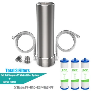 SimPure V7 5 Stage Under Sink Water Filter System Purifier 1.6GPM With 3 Filters - Picture 1 of 8