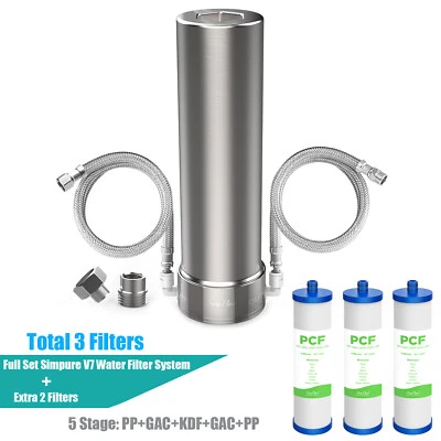 SimPure V7 5 Stage Under Sink Water Filter System Purifier 1.6GPM With 3 Filters - Image 1 of 4