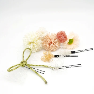 Handmade Traditional Japanese Mizuhiki Hair Clip Chrysanthemum Hairpin - Image 1 of 4