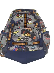 POTTERY BARN KIDS MACKENZIE Backpack Hot Wheels Monster Trucks JAYDEN *READ-Flaw - Picture 1 of 10