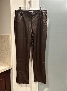 Calvin Klein Faux Leather Pants Women Size 10 Straight Leg Fashion Casual Wear - Picture 1 of 11