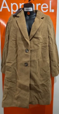 SOSANDAR Camel Wool Mix Coat With Button Detail, Size 10, New, RRP £145, B198 - Image 1 of 4