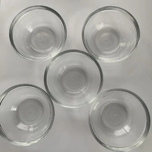 Duralex France 5 set Clear Glass Round Food Prep Mixing Bowls Vintage 4.75” - Picture 1 of 6