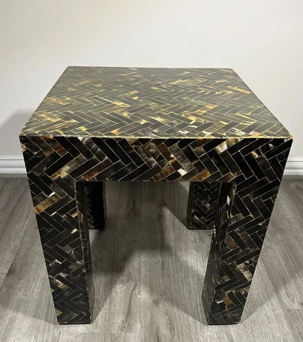 Tessellarted Horn /Lacquered Horn square coffee table by Enrique Garcel 1970s Cover