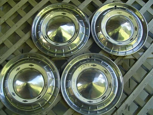 VINTAGE 1955 CHEVROLET CHEVY BEL AIR BISCAYNE DELRAY IMPALA HUBCAPS WHEEL COVERS - Picture 1 of 12