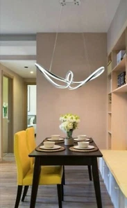 Lampadario led sospeso 57w intrecciato argento pendente moderno luce camera - Foto 1 di 5