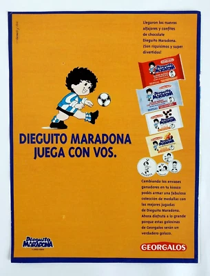 迭戈马拉多纳老式/复古1995年原版海报宣传广告印刷标志罕见阿根廷 — 第 1/4 张图片