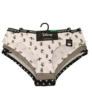 Disney MINNIE MOUSE Ladies X-Large Cotton Hipster White Gray Black 3 Pairs