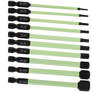 10X 1/4" Metric Hex Head Allen Wrench Drill Bit Set S2 Alloy Steel Magnetic Tips - Picture 1 of 10
