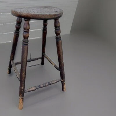 Antiguo taburete victoriano alto de roble, C 1890 Foto 1 de 4